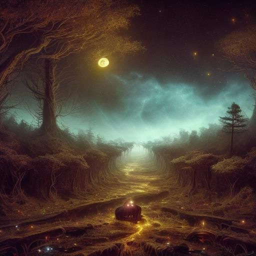 Eerie Baby Raccoon Portrait in Dreamlike Forest