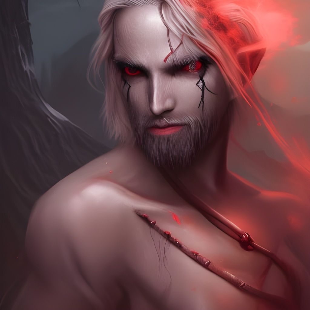 Drow Monk Portrait in Forest Temple as Matte Painting