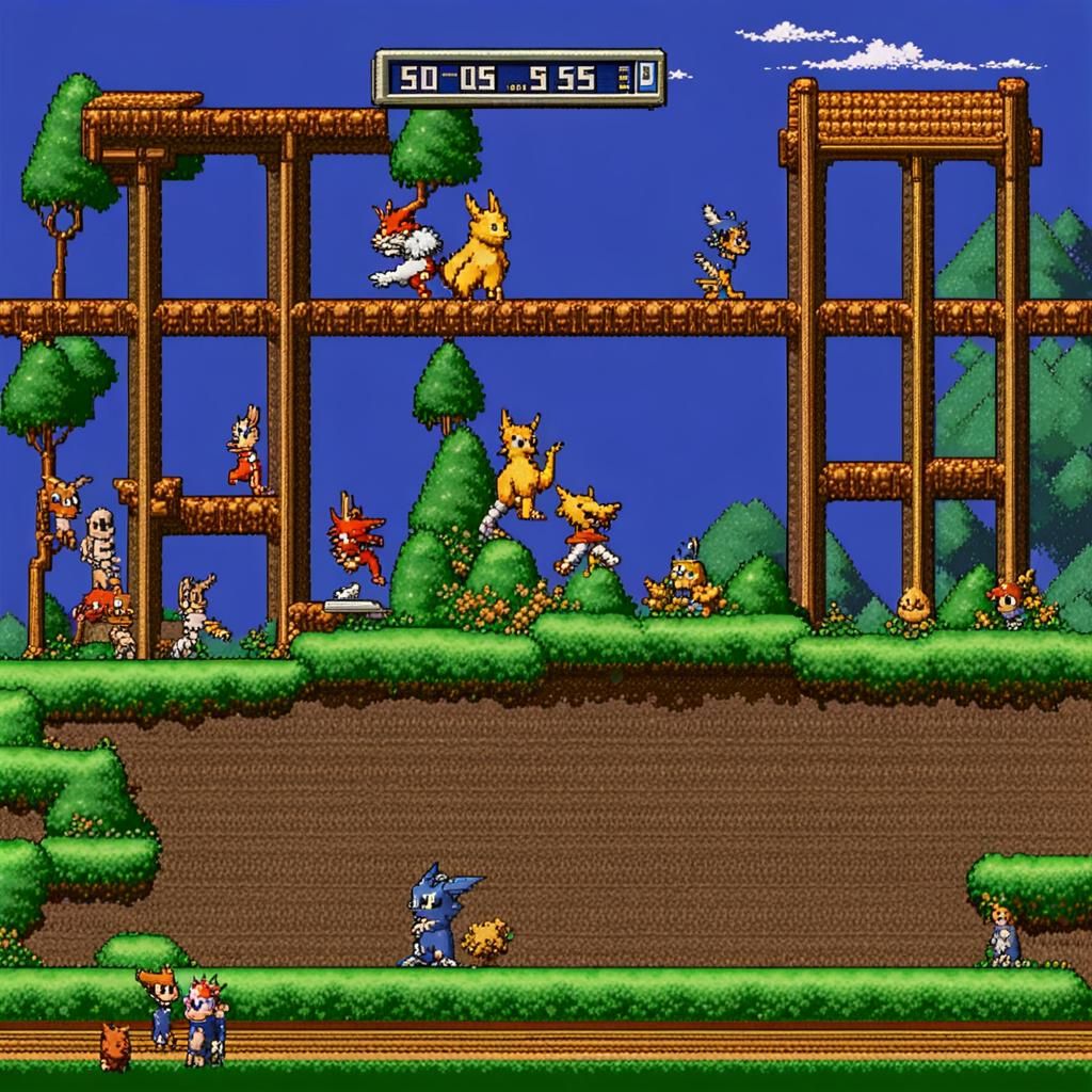 Digimon as a 16-bit Platform Game