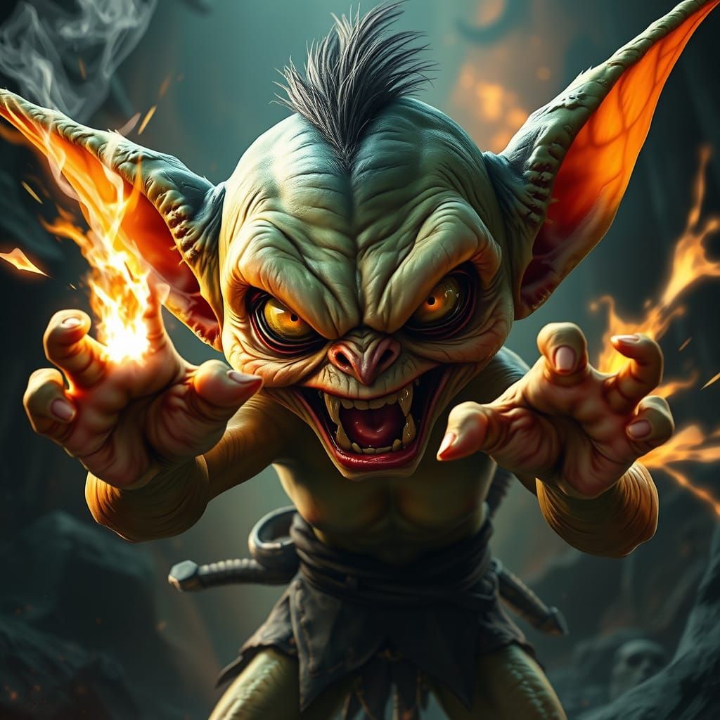 Furious Gremlin Babe Boss Unleashes Epic Magic in Dark Fanta...