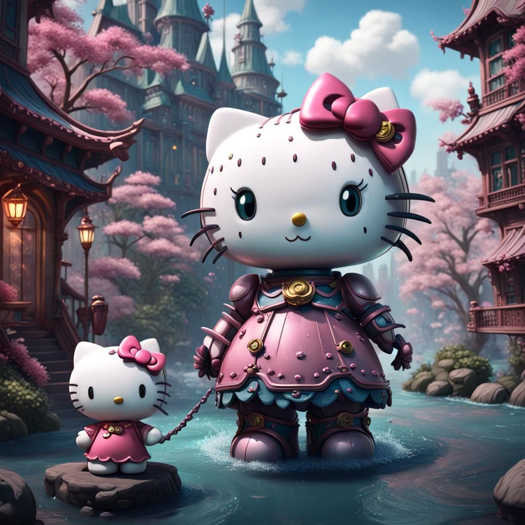 Hello Kitty and Tiny Chum: Detailed Matte Painting