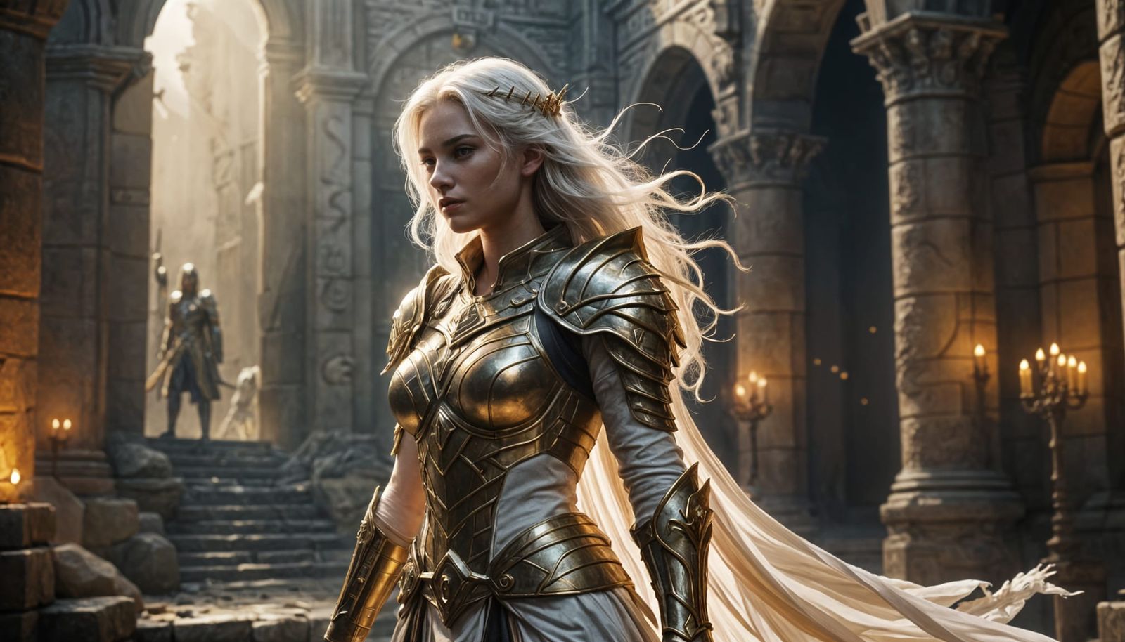 Ethereal Warrior in Angelic Armor, Radiant Halo