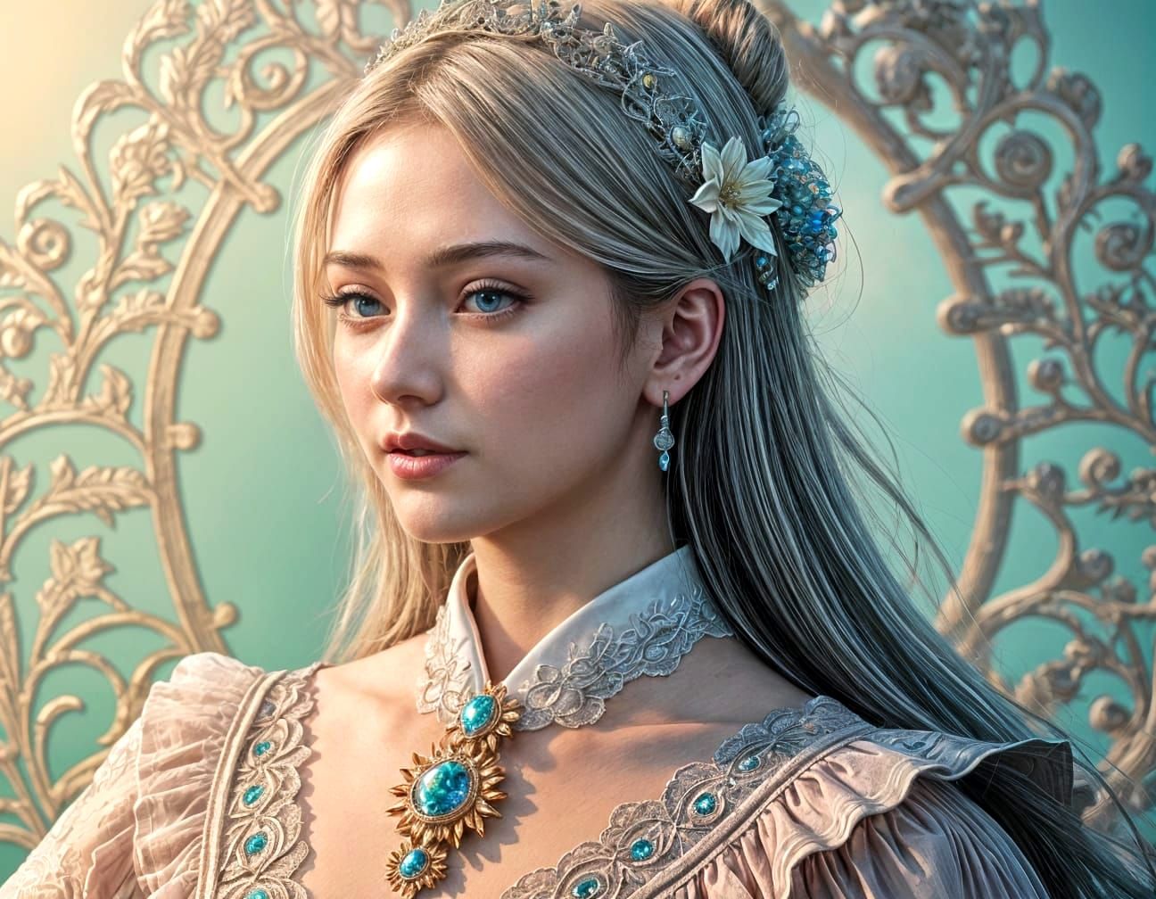 Nude Woman in Hyperdetailed Digital Illustration