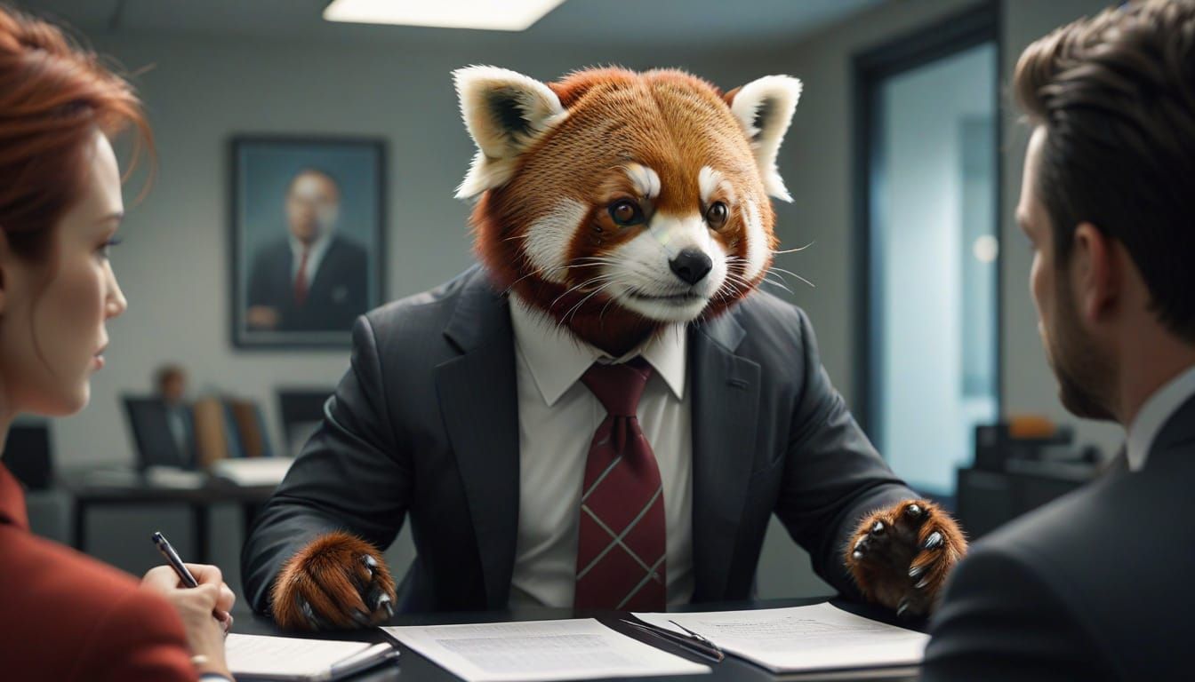 Red Panda Director Leads Team Meeting in Modern Office