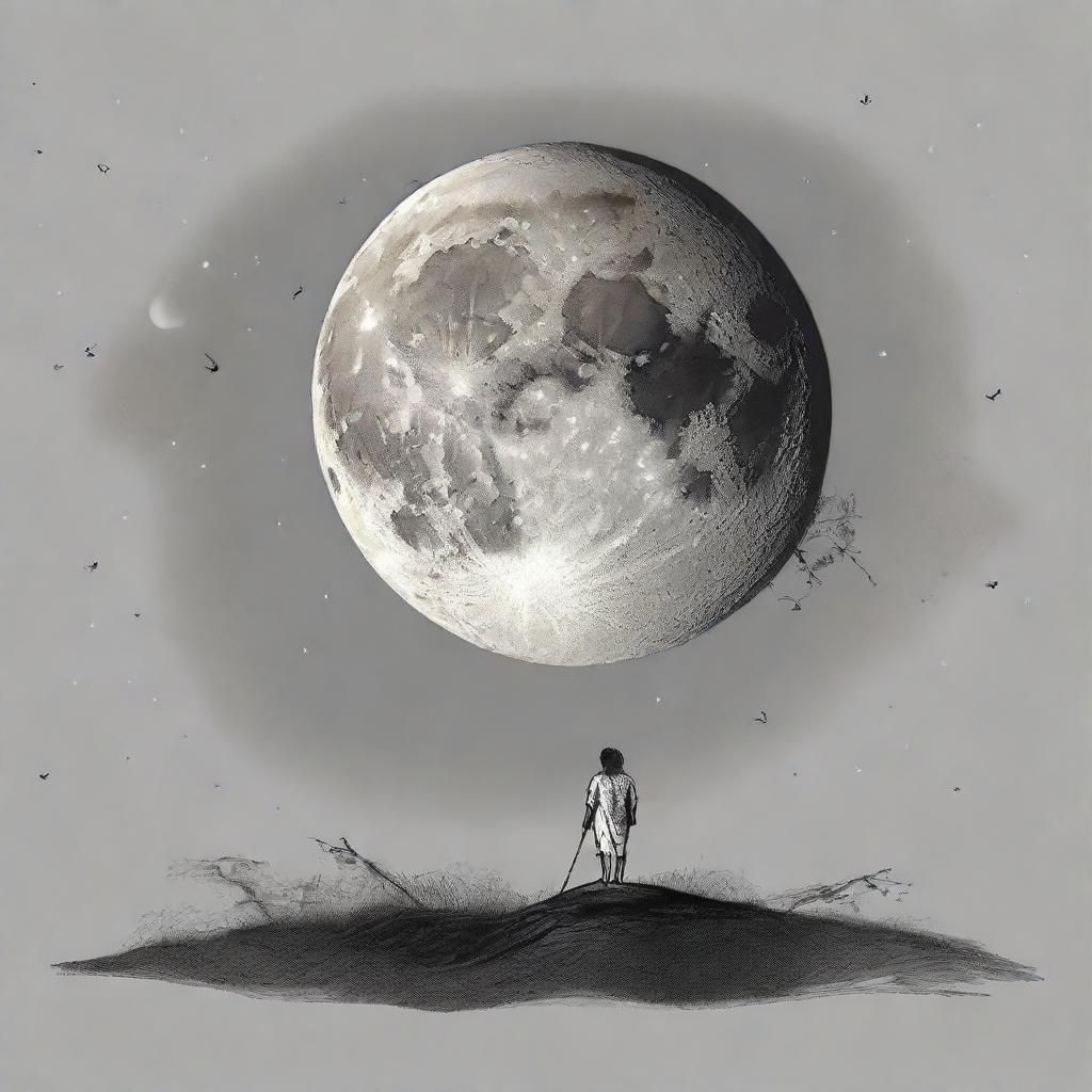 Poet Contemplates the Moon in Digital Art