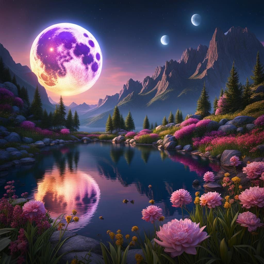 Moonlit Lake Fantasy Concept Art in Deep Color