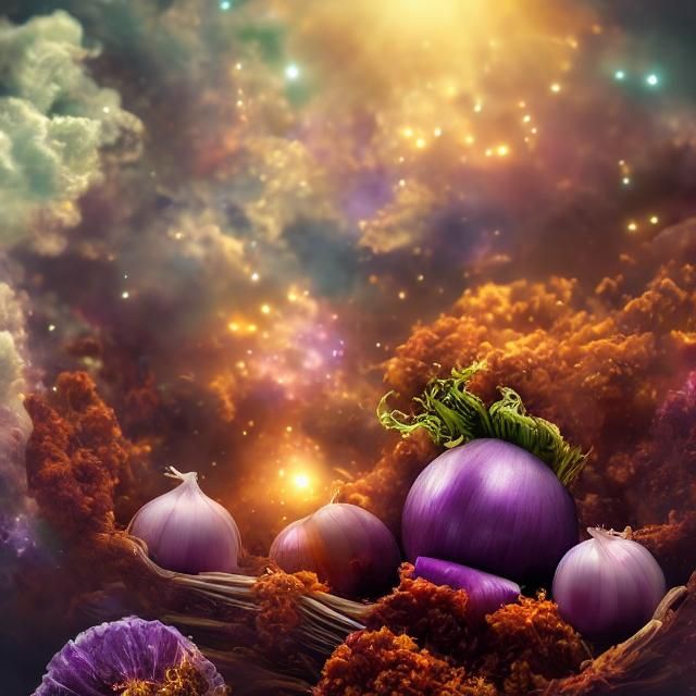 Onion in Space with Cosmic Purple Tint