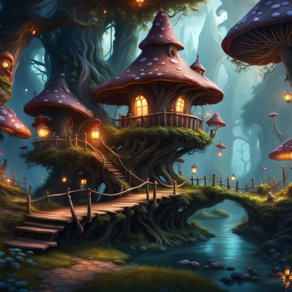 Enchanted Fairy Village with Treehouses