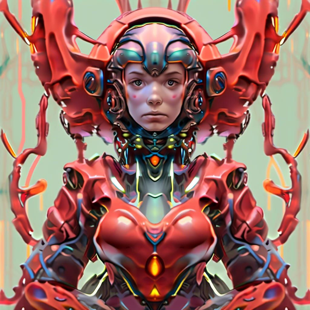 Alien Aristocrat in Biomechanical Spacesuit, Detailed Portra...