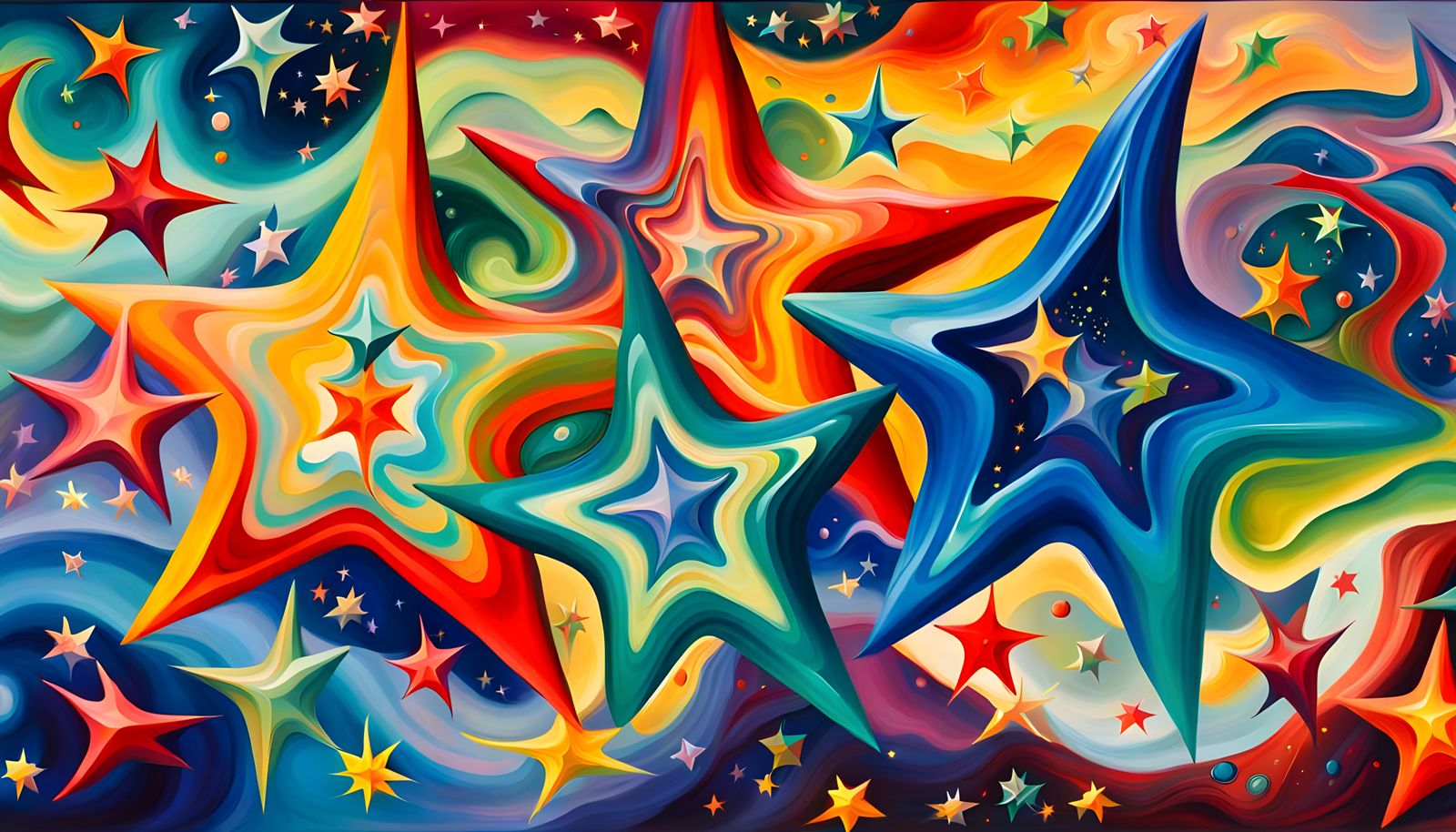 Swirling Celestial Star Cluster in Impasto Style