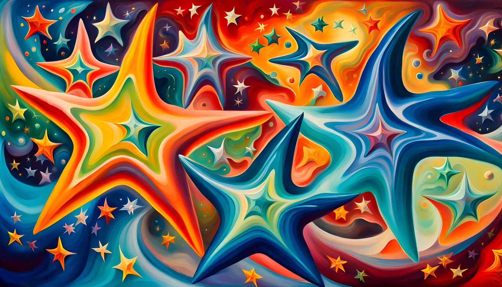 Celestial Star Cluster Formation in Impasto Oil Painting Sty...