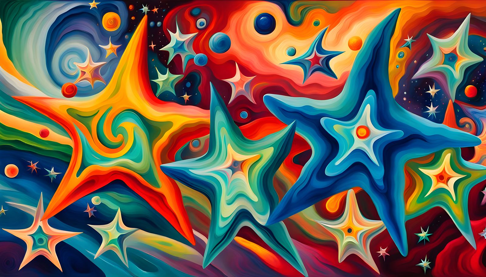 Iridescent Star Cluster Formation as Impasto Oil Painting