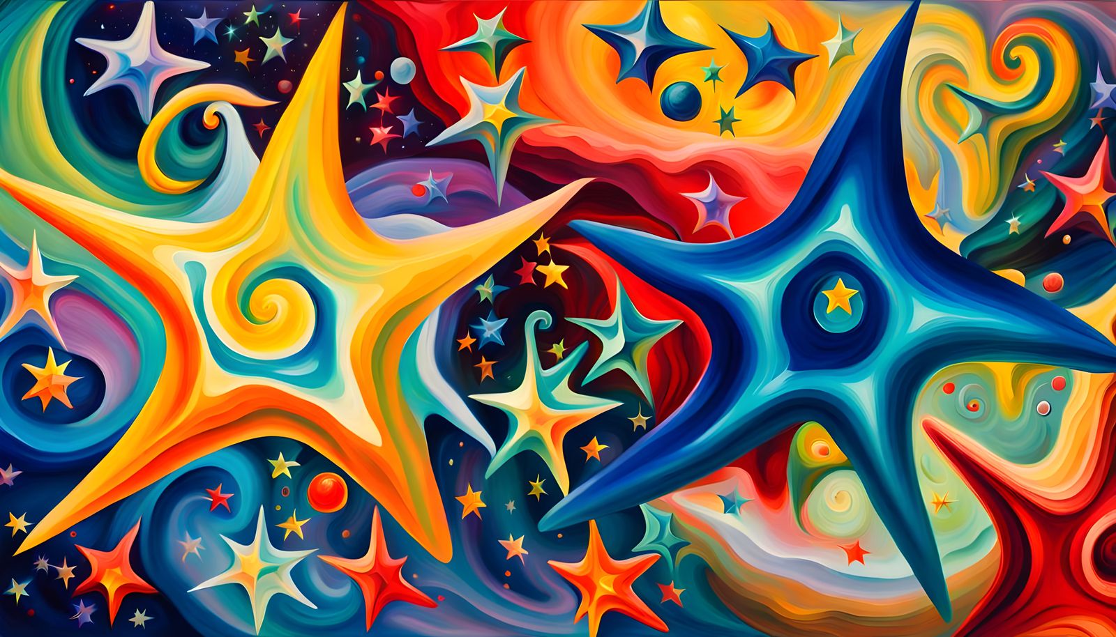 Iridescent Star Cluster Formation as Impasto Oil Painting