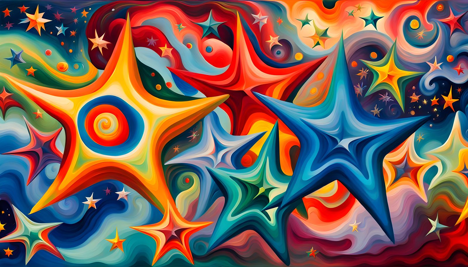 Spinning Celestial Stars in Iridescent Maelstroms, Impasto S...