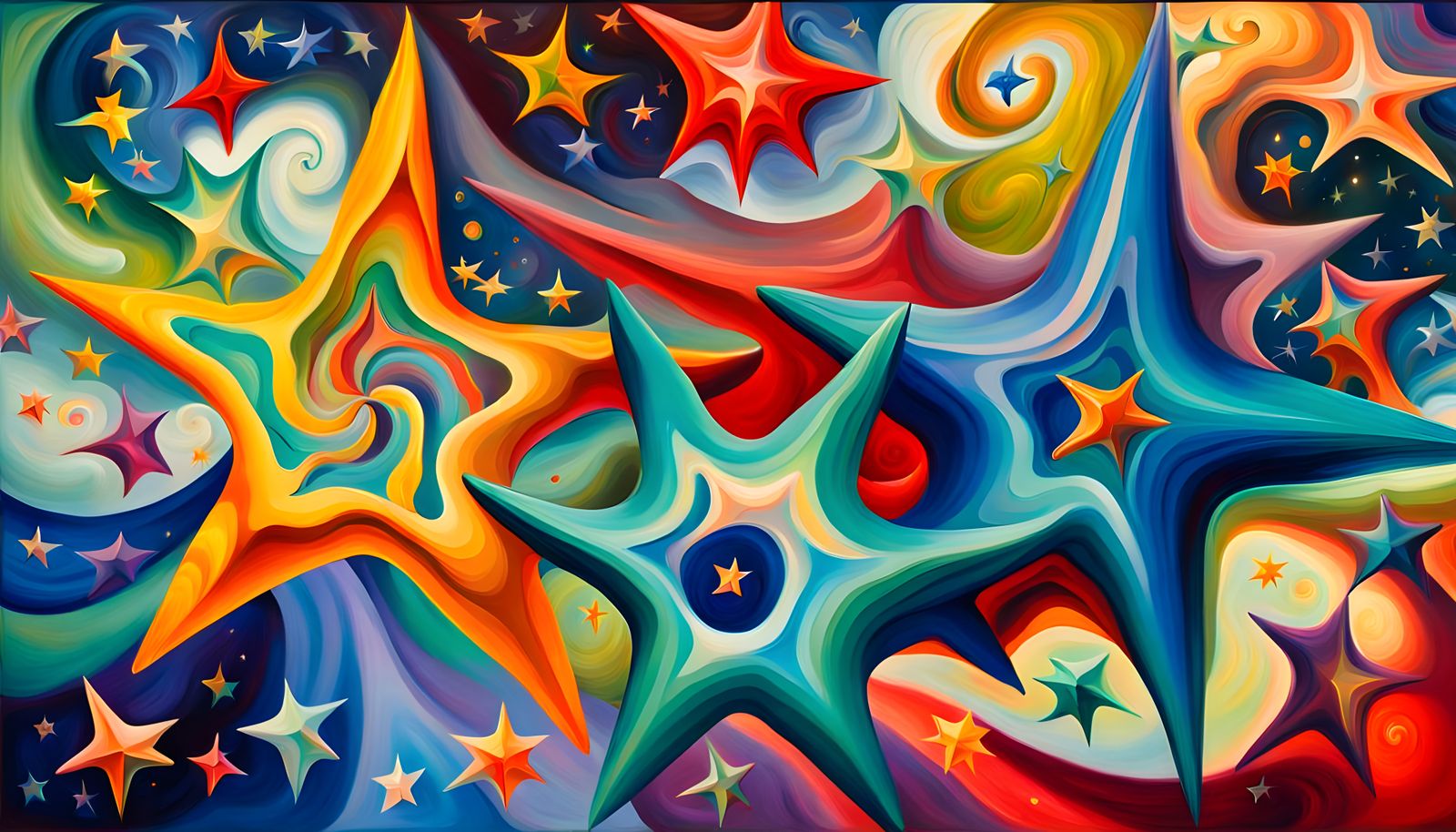 Iridescent Stars Formed From Magnetic Maelstroms, Impasto St...