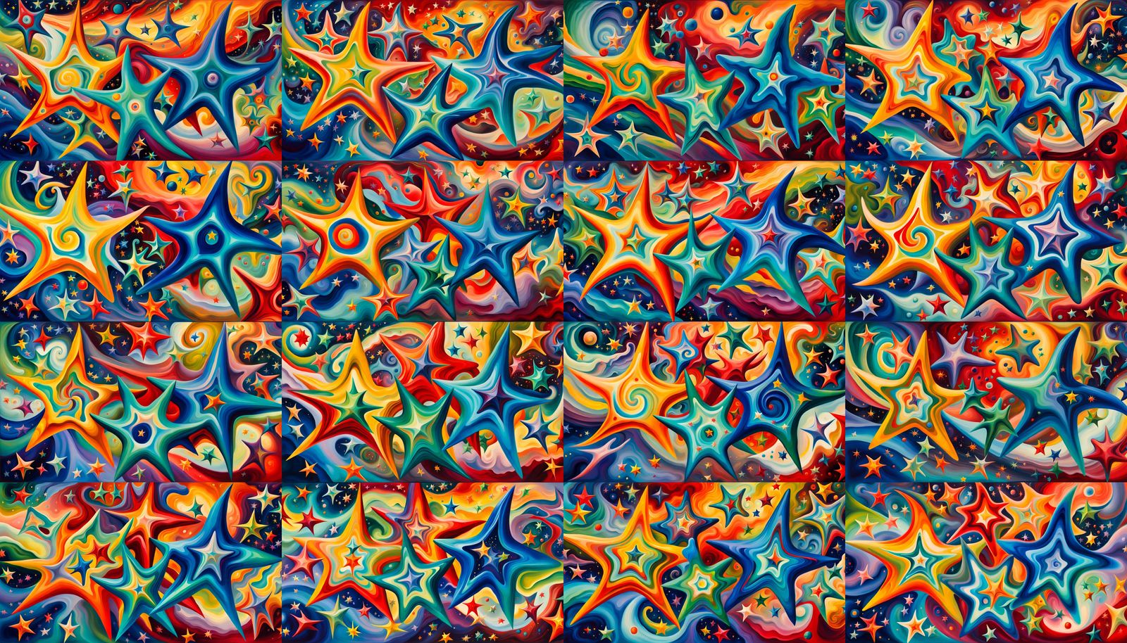 Iridescent Star Cluster Formation as Impasto Oil Painting