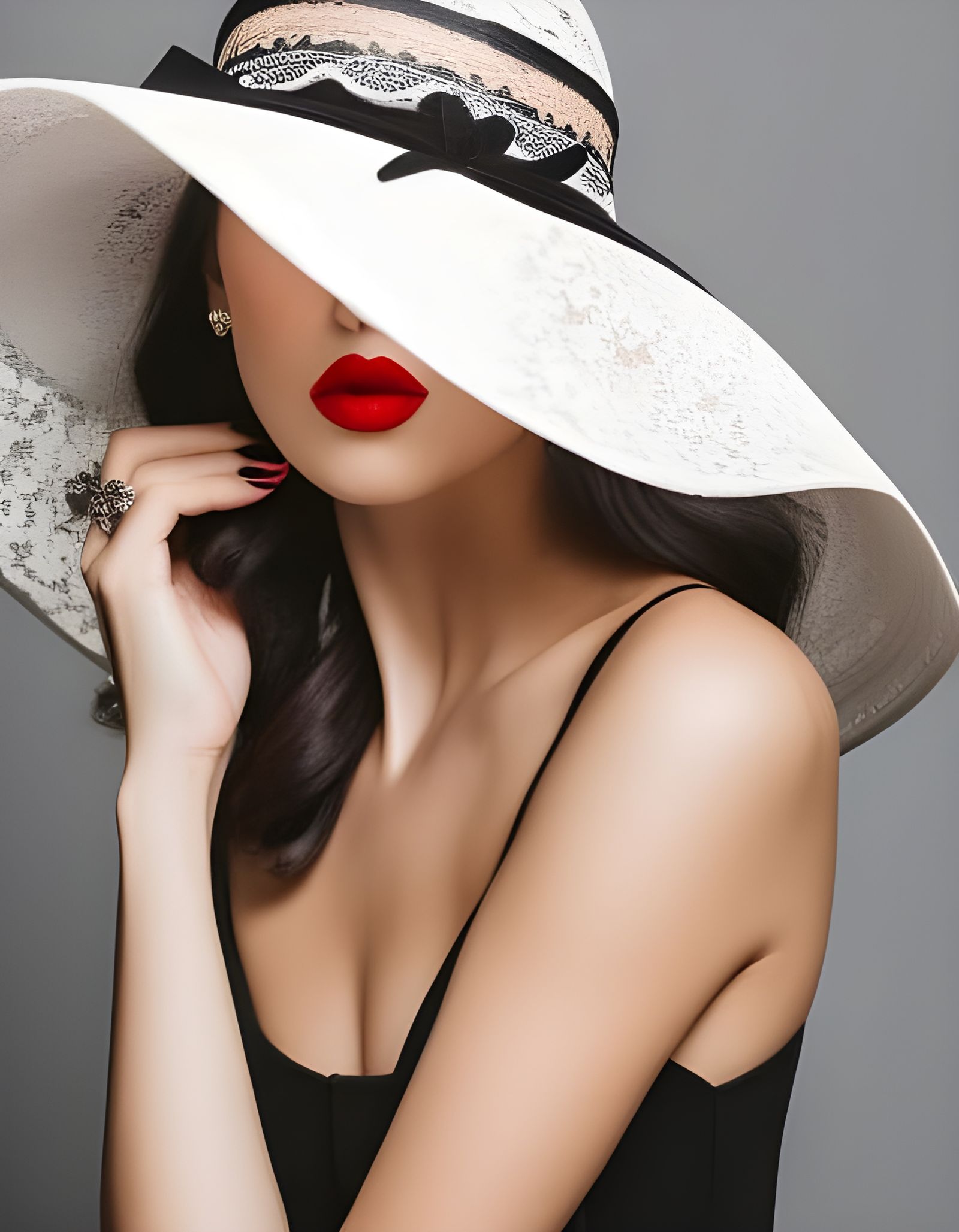 Portrait of Woman with Hat and Blue Bird