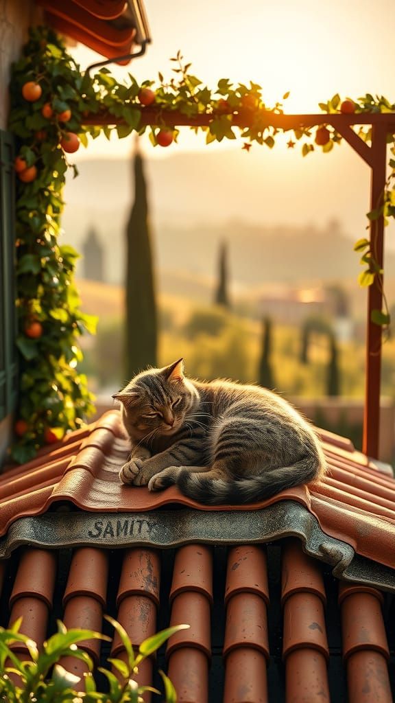 Italian Countryside Cat Nap in Hyper Realistic Digital Art