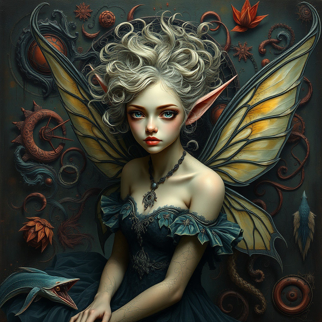 Fairy Elf in Impasto Art Deco Style