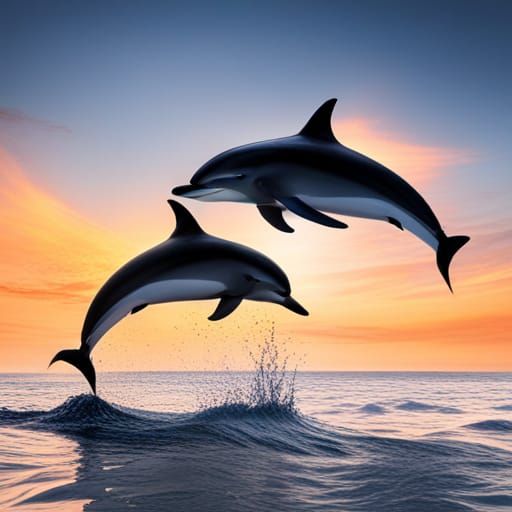 Dolphins at Play in Azure Waters
