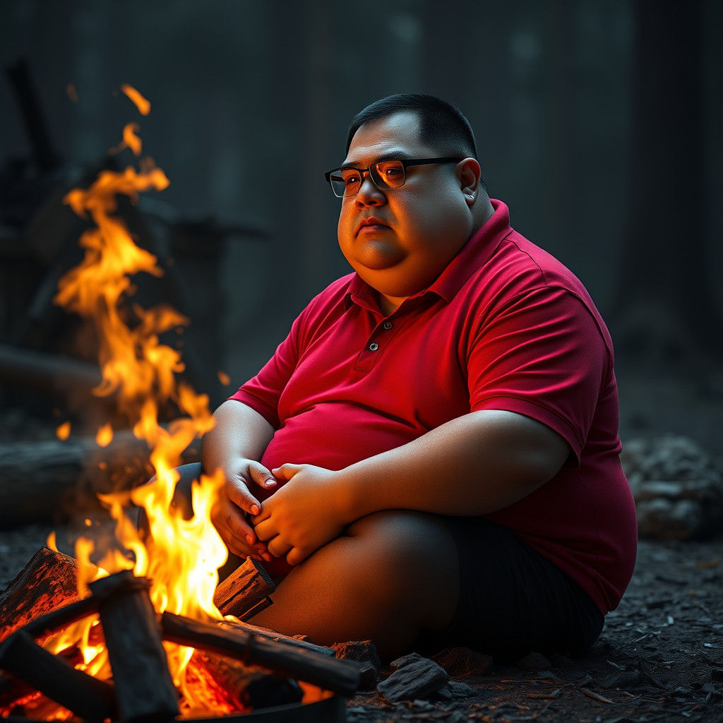 Man by Campfire in Detailed Digital Painting