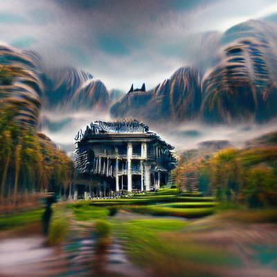 Spooky Distorted Mansion: Digital Matte Painting