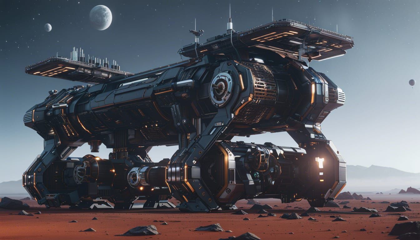 Futuristic Spacestation in Star Belt: Sci-Fi Render