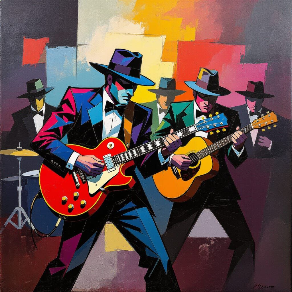 Rock Band Heist as Abstract Art Painting