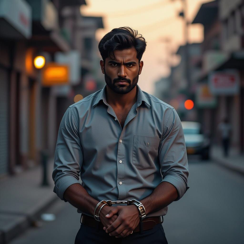 Indian Man Arrested Defiantly on Gritty Street Corner