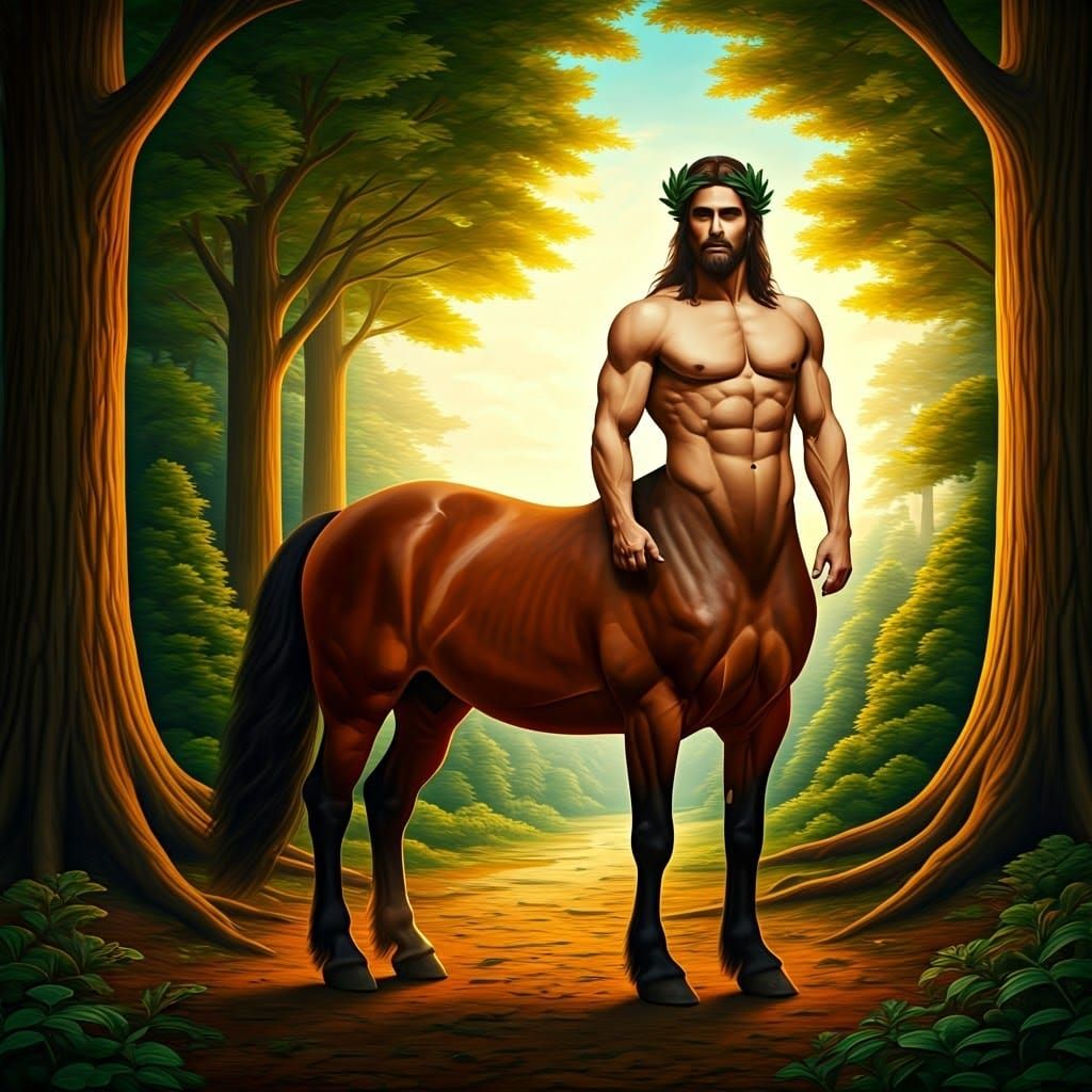 Centaur in Forest, Classical Style Painting