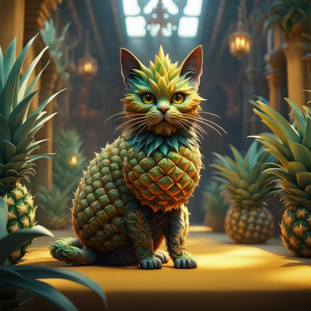 Fantastical Pineapple Cat Concept Art