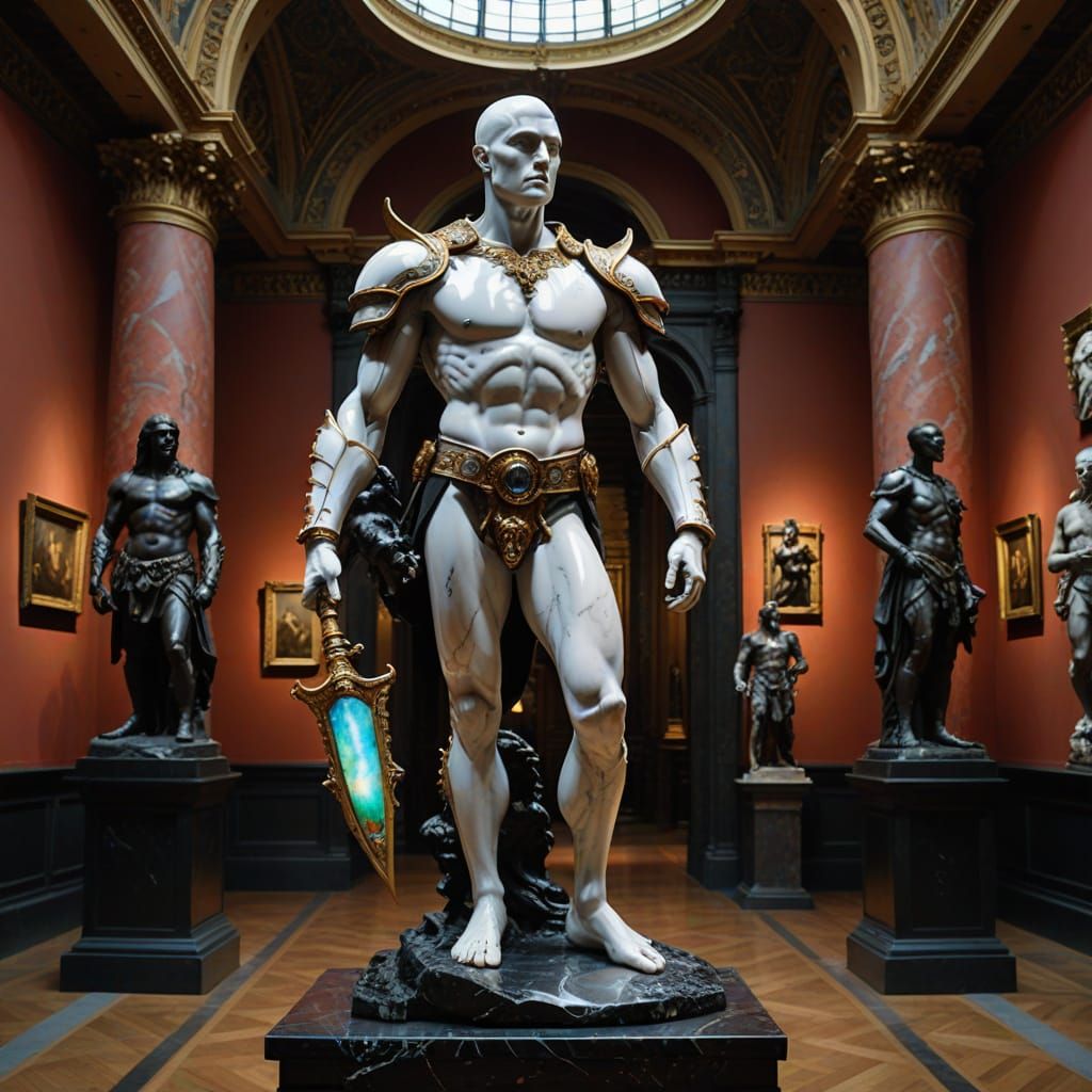 Mythological Warrior Sculpture in Gustave Moreau Style