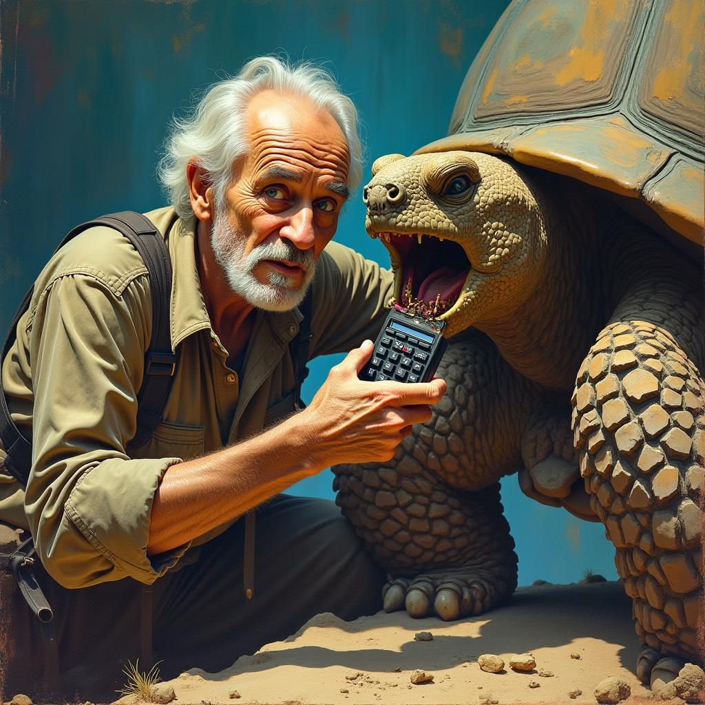 Calculator Watch Heist: Hyperrealistic Album Cover Art