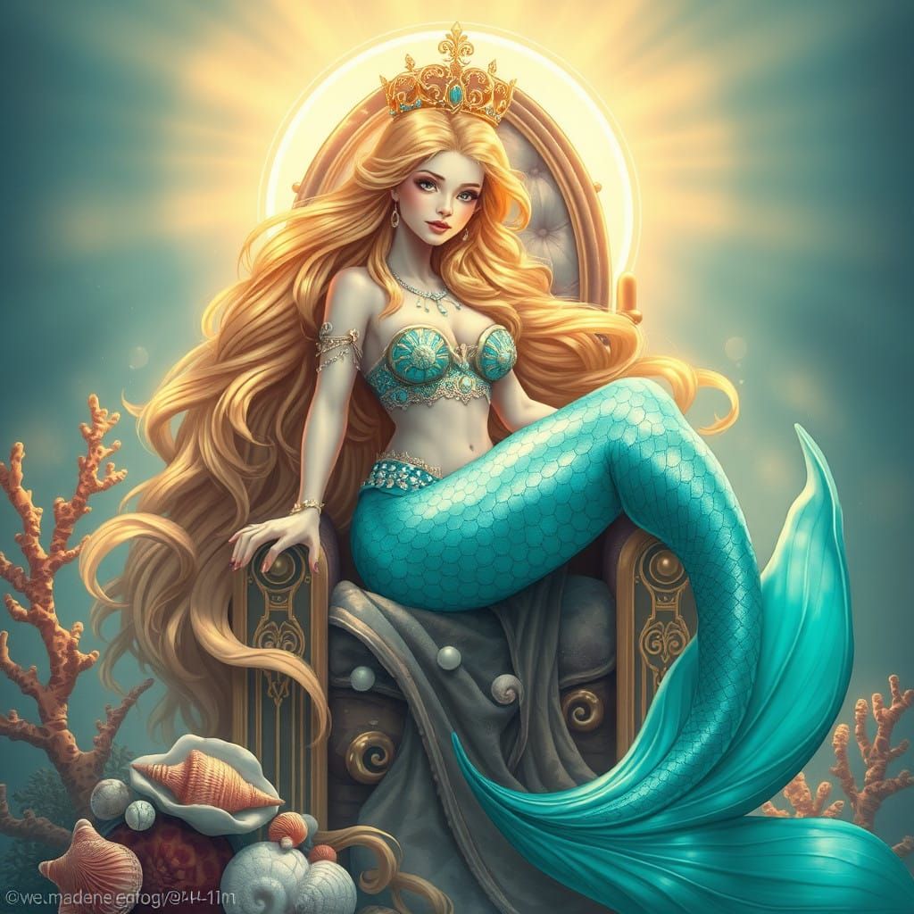 Majestic Mermaid Princess in Vibrant, Dreamlike Realism