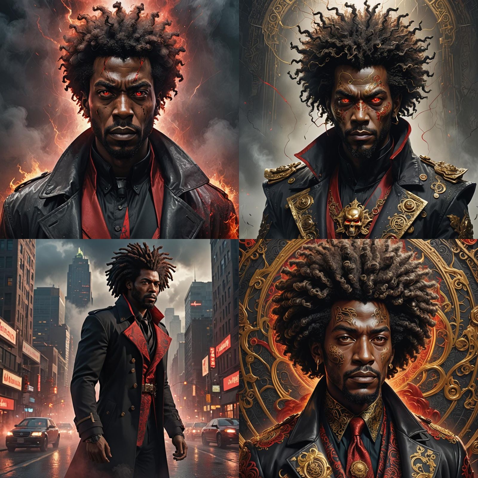 Afro-Punk Chaos God Portrait in Hyperdetailed Digital Art