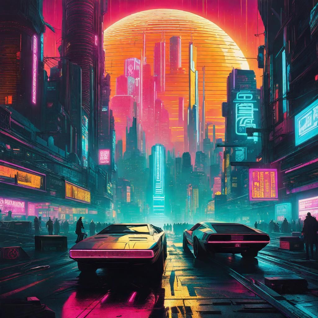 Luminescent Cityscape: Cyberpunk Art Deco