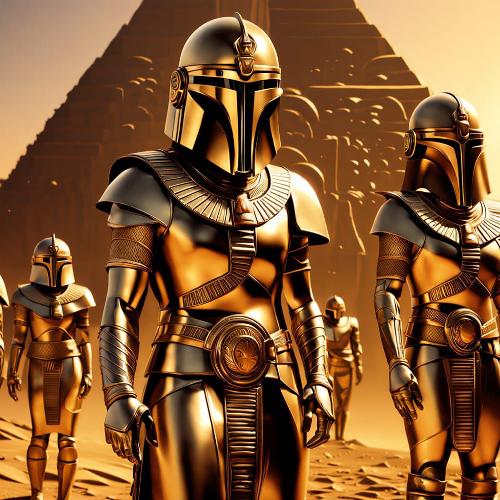 Egyptian Warriors Near Pharaoh in Sci-Fi Matte Painting