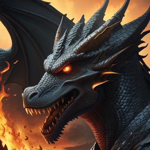 Dragon's Fiery Breath: A Cinematic Oil Painting