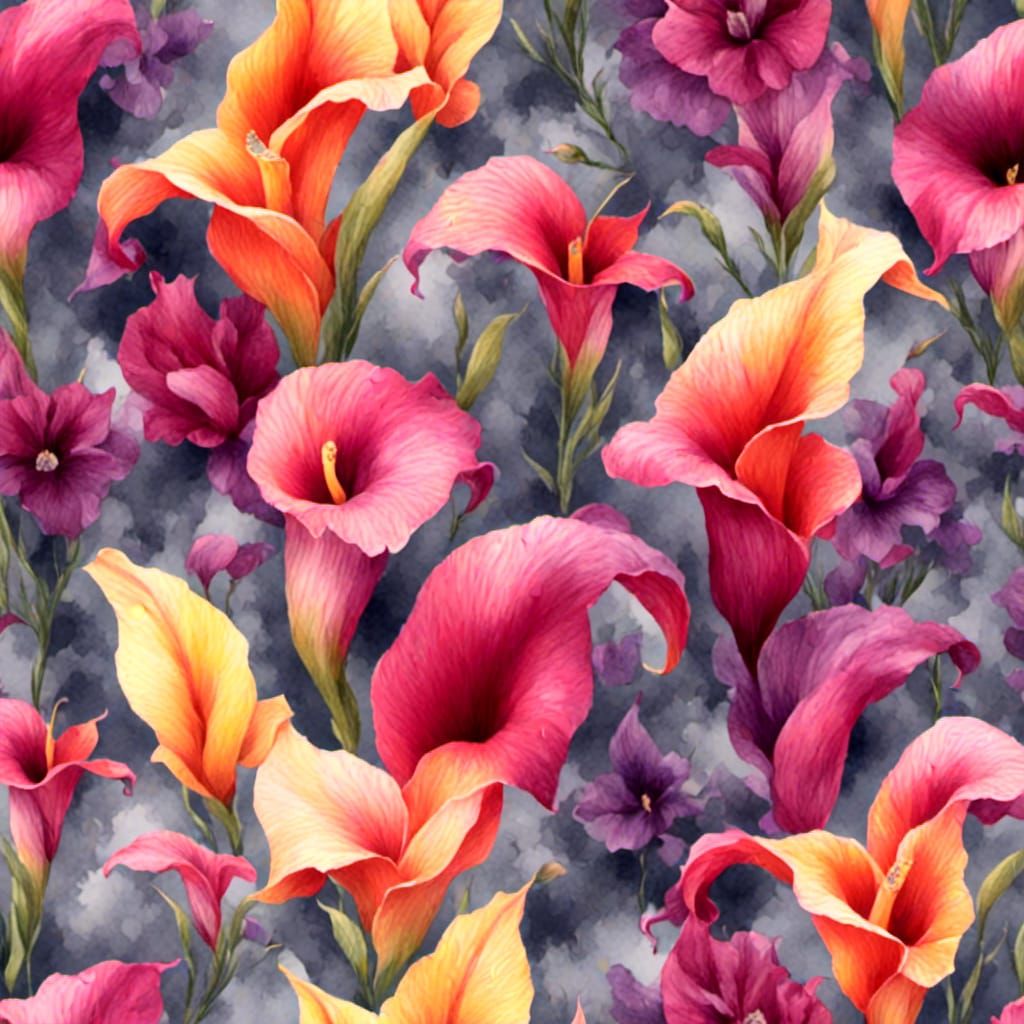 Colorful Calla Lilies in Watercolor Style