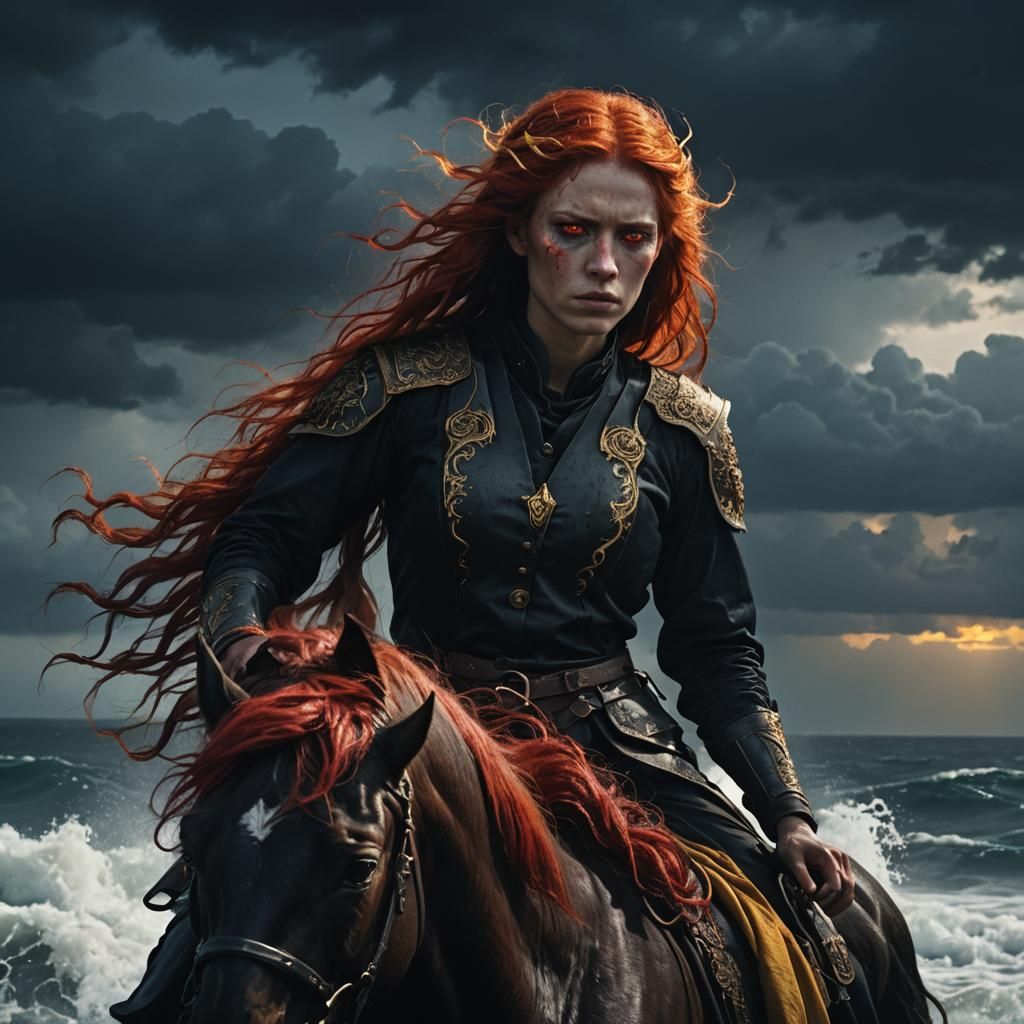 Makima Rides: A Dark Fantasy Portrait