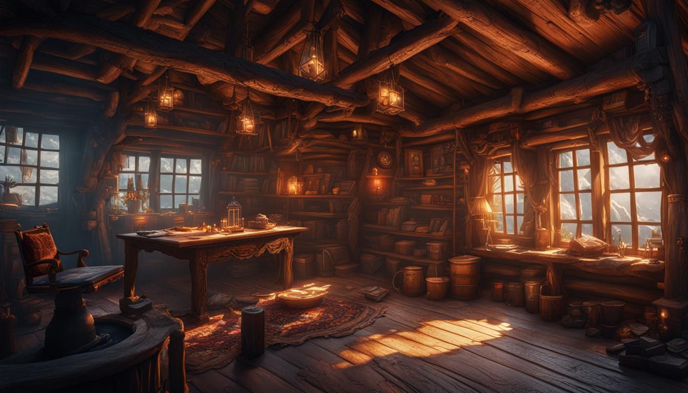 Detailed Cabin Interior: Matte Painting in Unreal Engine