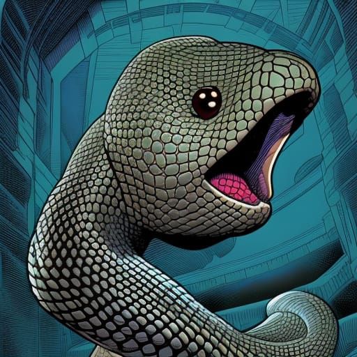 Square Headed Snake in Comic Book Art Style