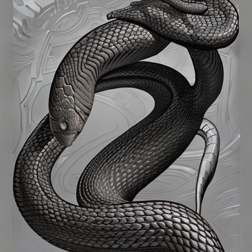 A Smooth Grey Snake in Comic Book Style