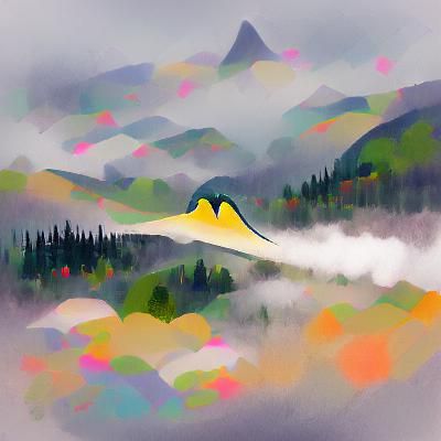 Ethereal Mountain Landscape in Misty Light