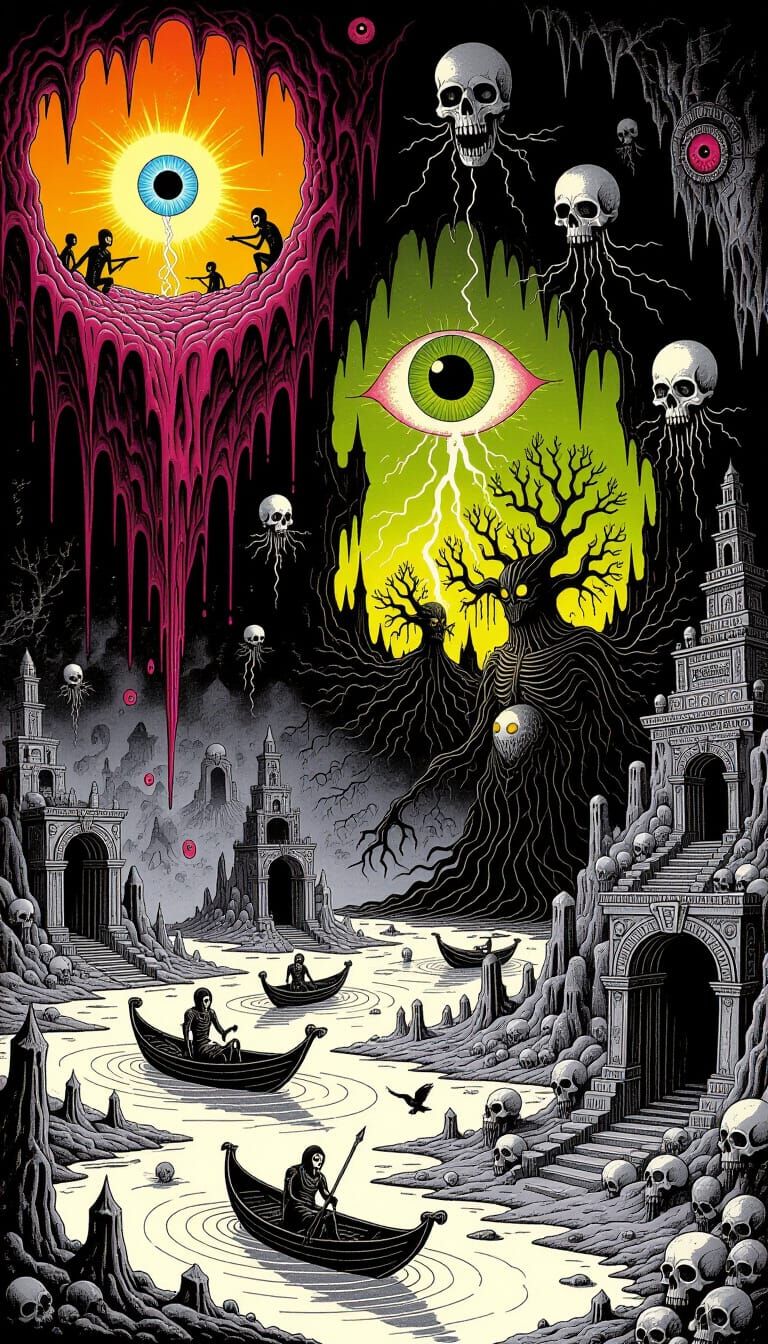 Psychedelic Surrealism Horror Landscape of Haint Underworlds