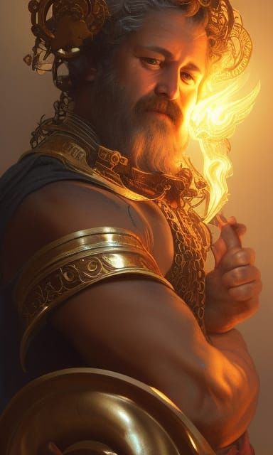 Hephaestus, God of Blacksmithing in Detailed Digital Art
