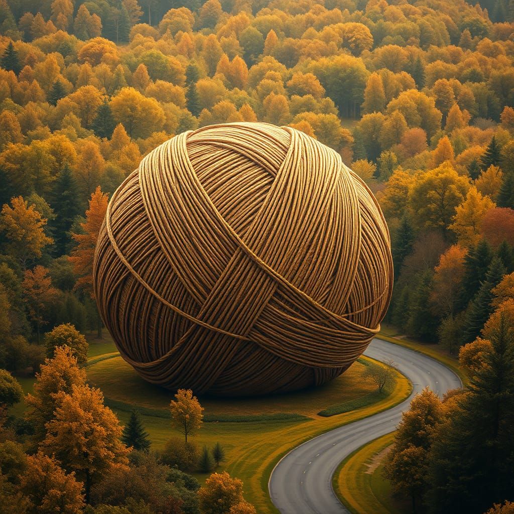Gigantic Twine Ball in Minnesota Landscape: Fantasy Concept ...