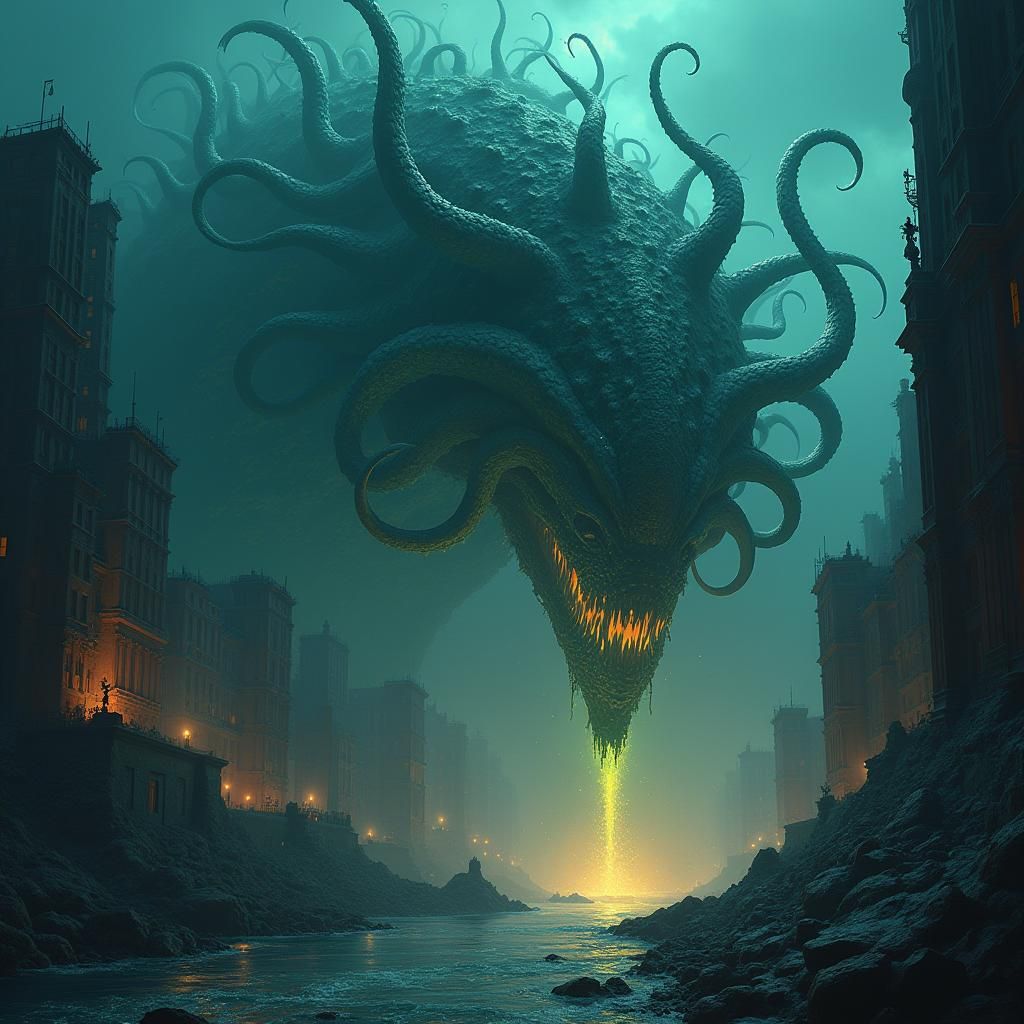 Umordhoth Rises: Grotesque Horror in Bioluminescent Twilight