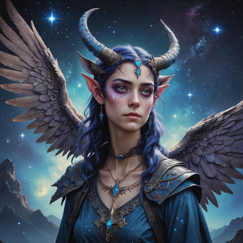 Non-Binary Dragon Hybrid Portrait in Fantasy Style