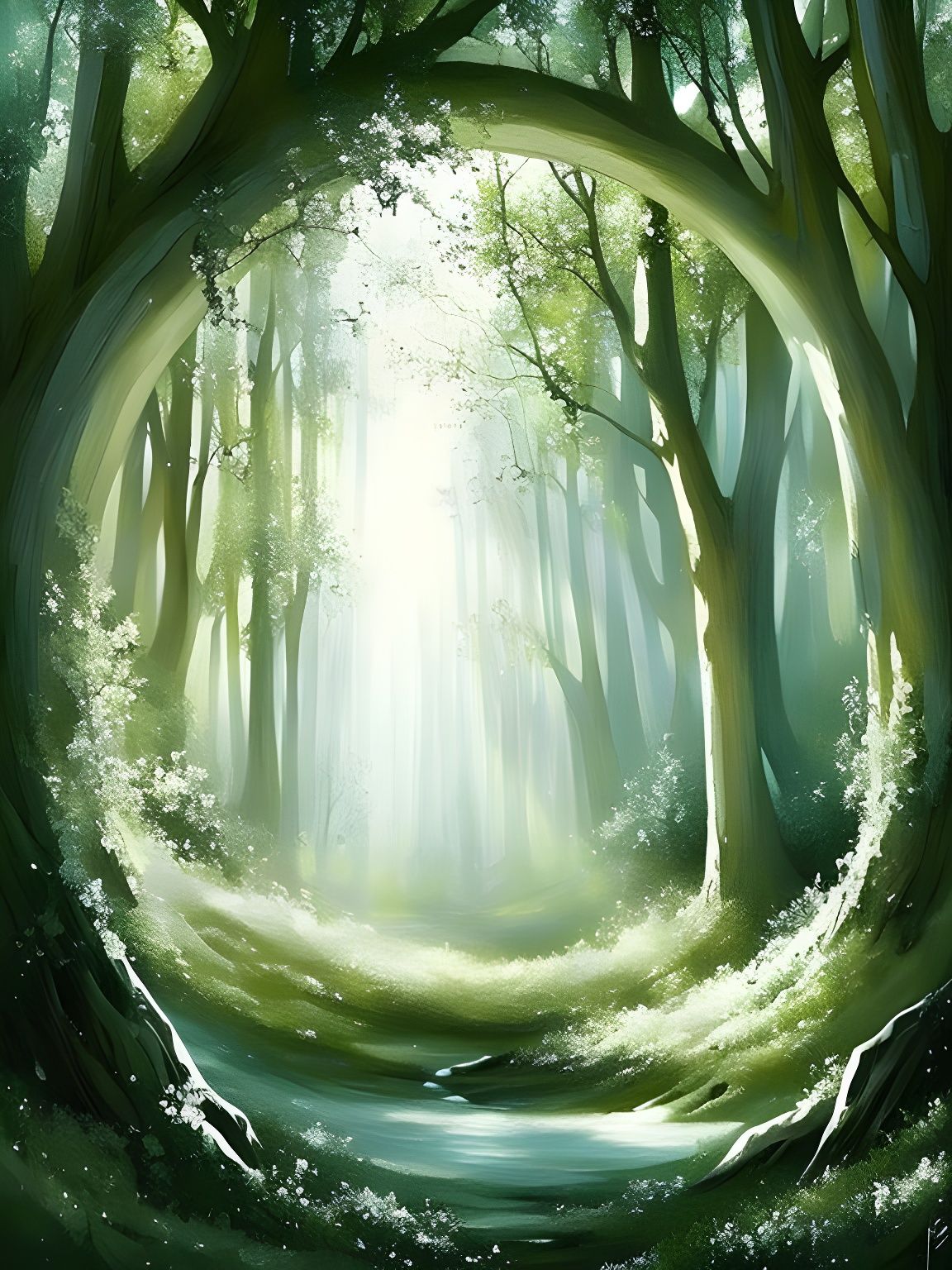 Enchanted Forest Light Arch in Airbrush Speedpainting Style
